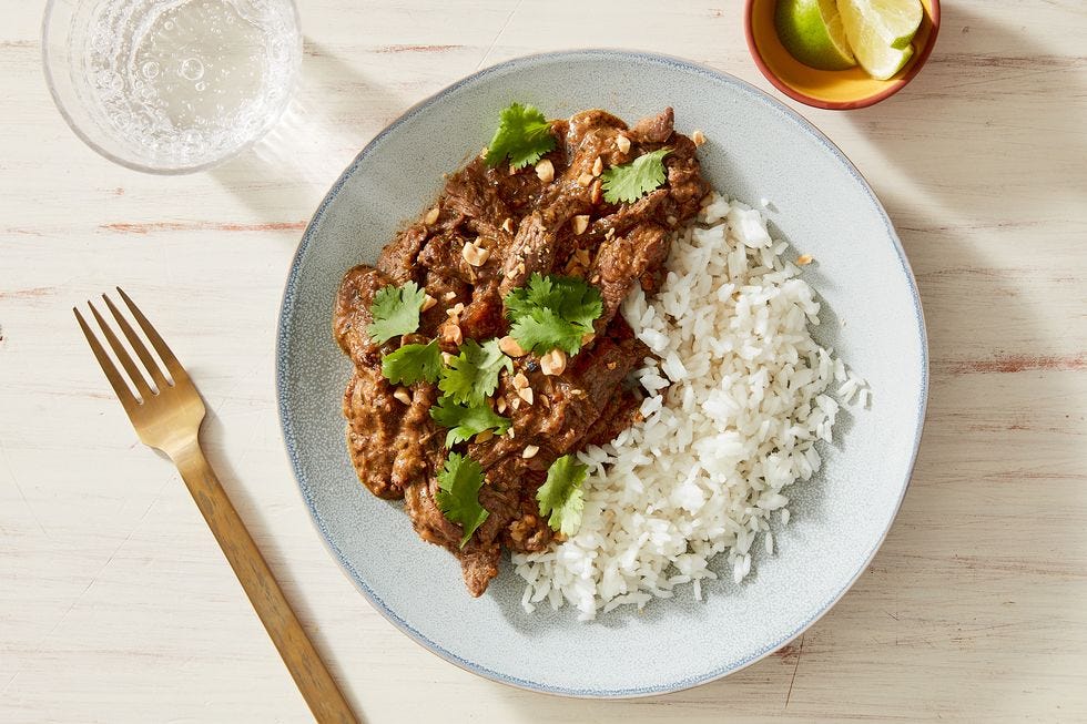 panang curry over white rice