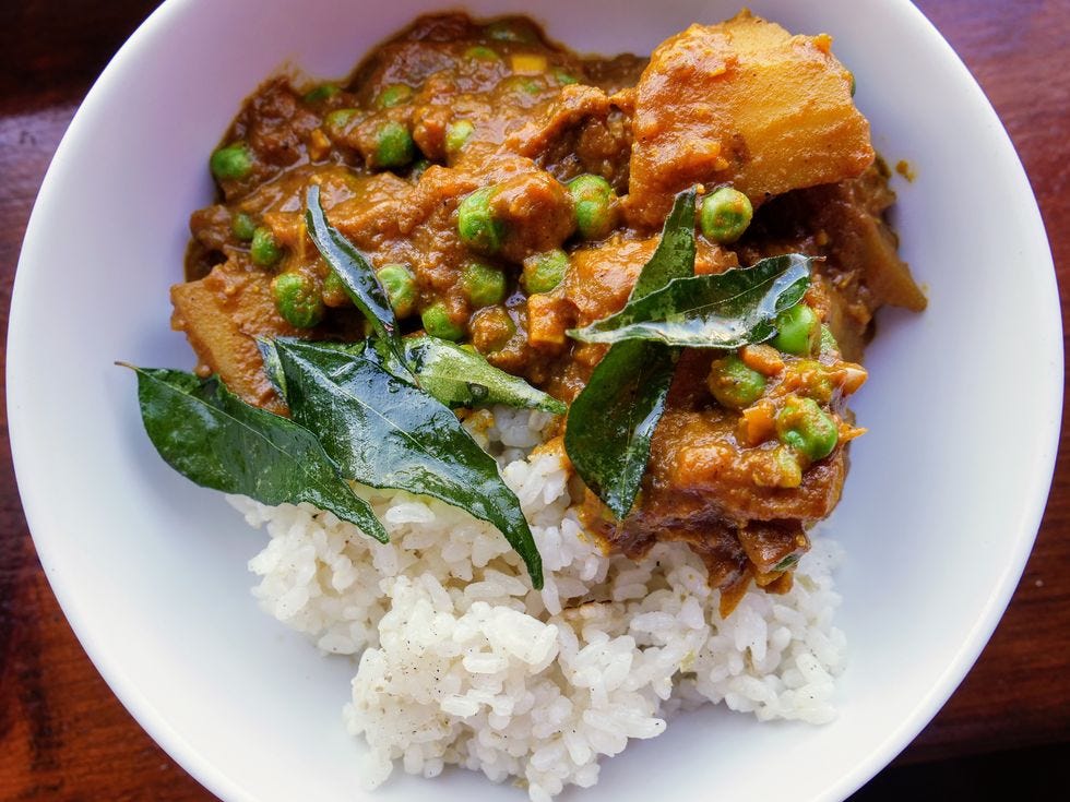 potato curry over white rice