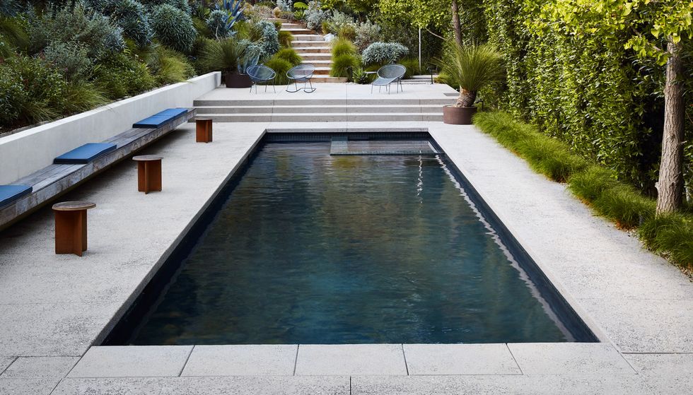 backyard
local landscape architecture design studio terremoto populated the garden with native species where possible, and set the pool in aggregate seeded concrete decking benches custom, terremoto, in summit fabric tables custom teak, rojas fabrication