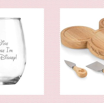 best disney gifts for adults  wine glass and mickey cheese board and tools set