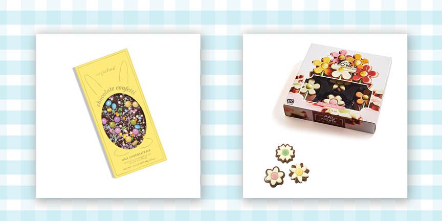 chocolate easter candies on gingham background