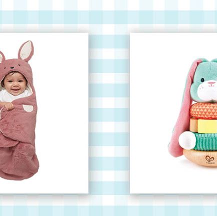 snuggly newborn blanket and bunny stacker