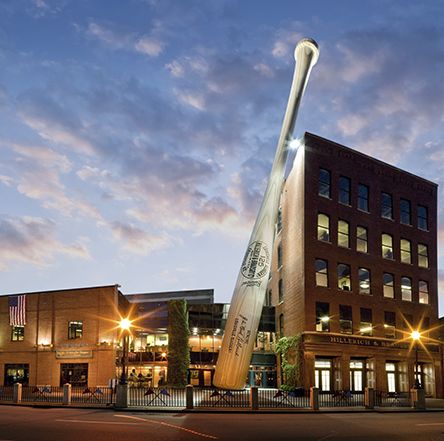 the exterior of the louisville slugger factory a good housekeeping pick for best factory tours the exterior features a building sized baseball bat