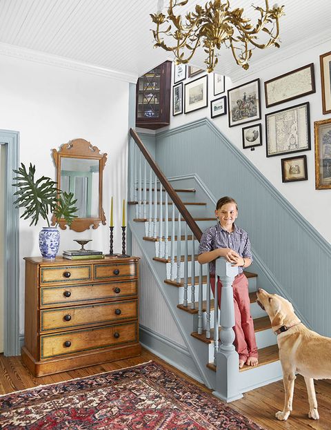 every house has a story home of lauren northup and scott riddell in summerville, south carolina staircase, entryway, chippendale style mirror