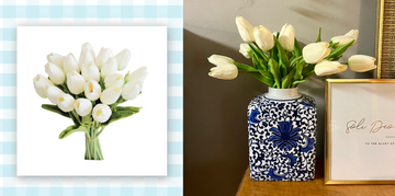 a bouquet of white tulips