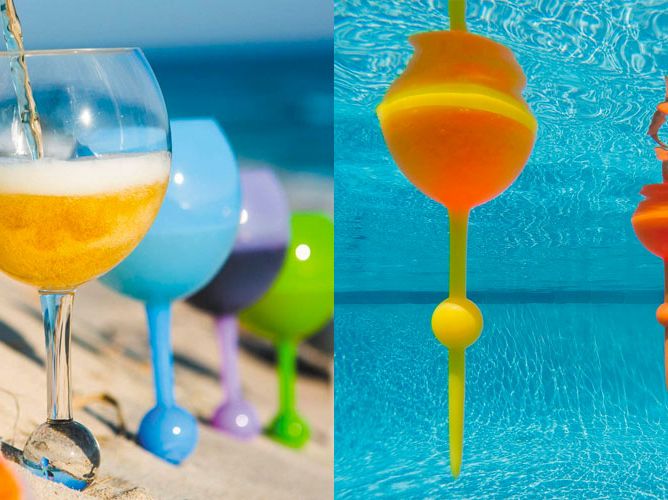 4 New Floating Wine Glasses by Crofton Beach - Pool - Hot Tub -  Shatterproof