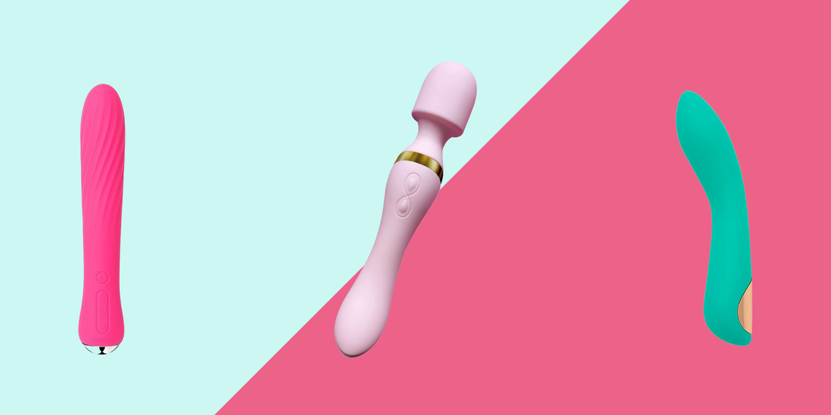 Waterproof adult sex toy from body-safe silicone on gift paper bag on pink  background. G-spot vibrator with clitoral stimulator from medical grade  silicone. Bendy vibrator with clitoral stimulation Stock Photo
