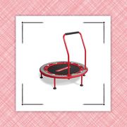 a trampoline and a horse toy for 2 year olds