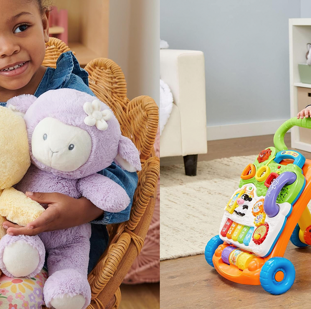 the gund baby sustainable plush and vtech sit to stand learning walker are two good housekeeping picks for best gifts for 9 month olds