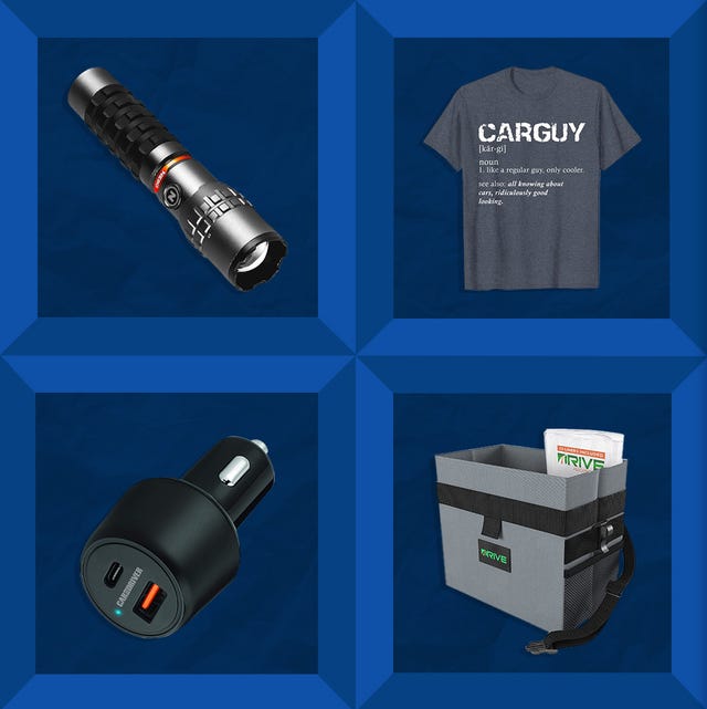 flash light, car guy tshirt, mclaren lego set, car organzier, car charger