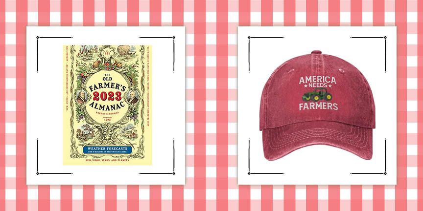 farmer's almanac 2023 and hat that says america needs farmers