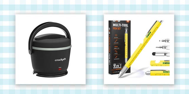 a small black crock pot and a yellow pen tool