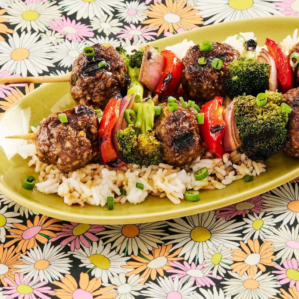 teriyaki meatball broccoli kebab