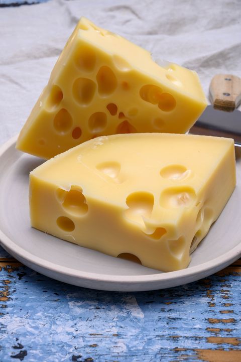 emmentaler close up cheese with holes