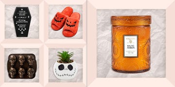 coffin letterboard, pumpkin slippers, baltic amber candle, nightmare before christmas planter, skull baking tray