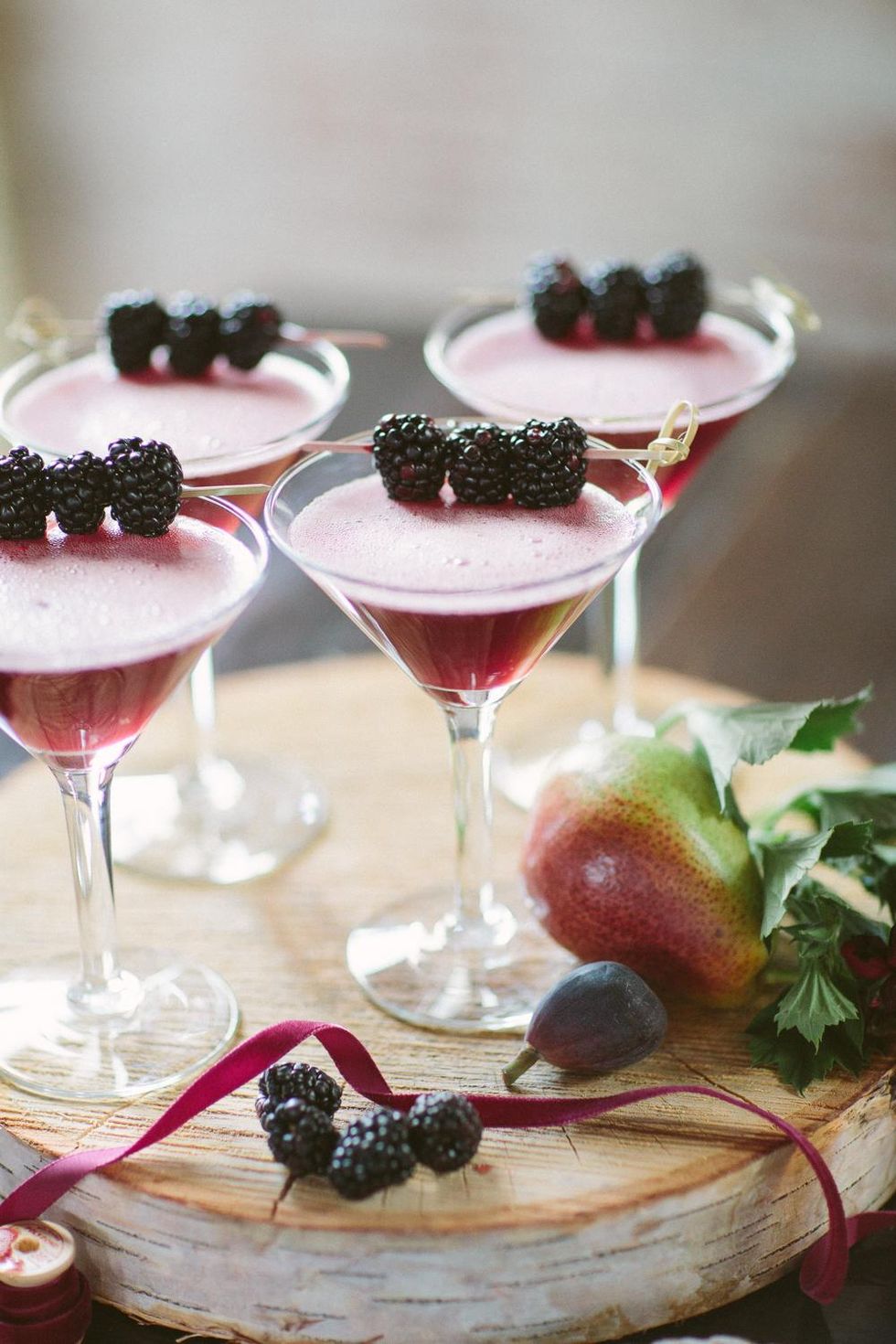 dark purple blackberry wedding cocktails