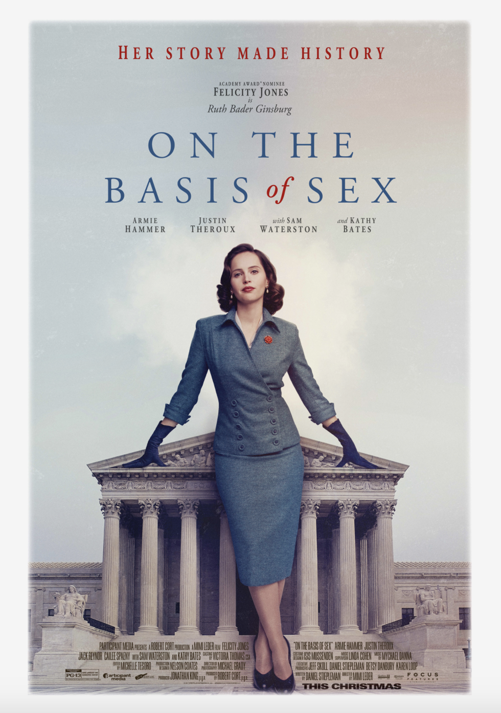 felicity jones as ruth bader ginsburg in 'on the basis of sex'
