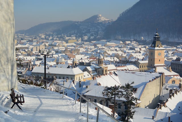 city of brasov in winter, brasov county, romania
