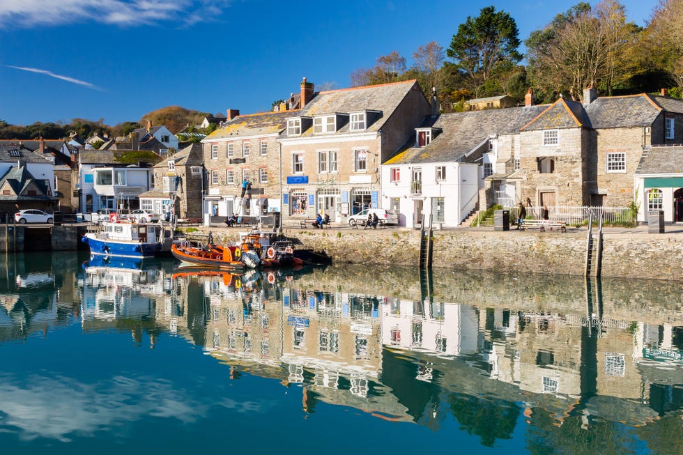 reflections in padstown harbour cornwall england uk europe