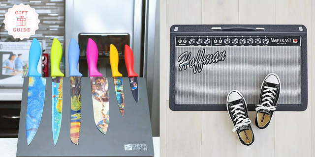 the chef's vision masterpiece knife set and uncommon goods personalized amp welcome mat are two good housekeeping picks for best housewarming gifts for men