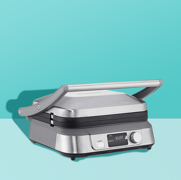 a cuisinart indoor grill on a blue background