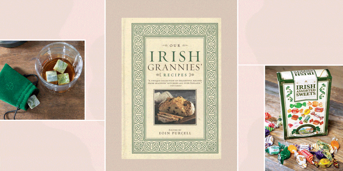 barrys tea irish breakfast tea bags, our irish grannies recipes, connemara whiskey stones, kate kearney irish assorted sweets, mileeven honey with jameson irish whiskey