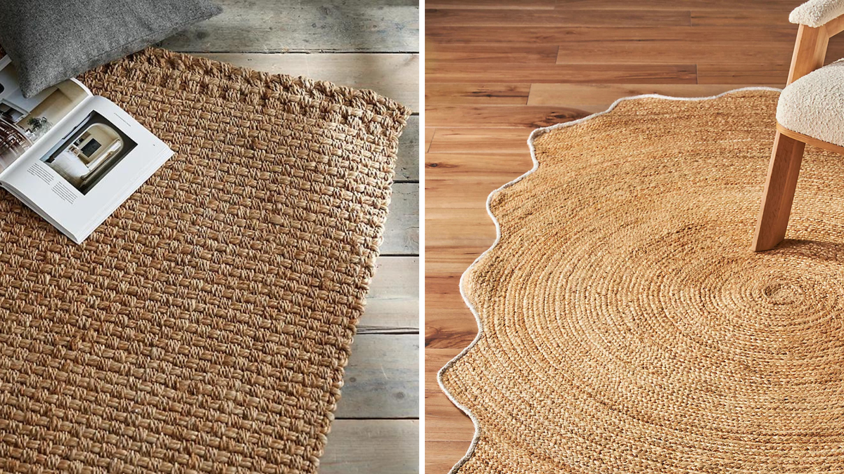 Large round rug in natural colors, Jute Carpet
