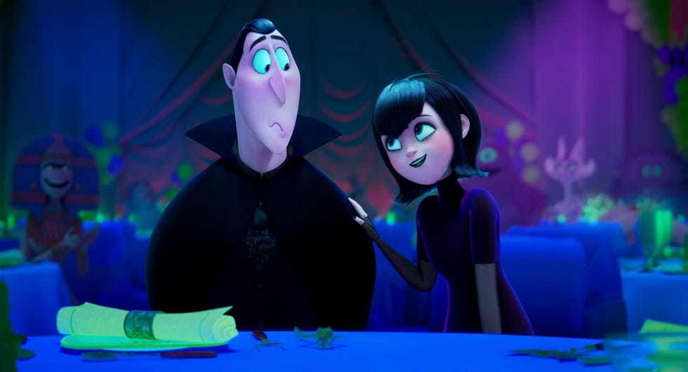 mavis and dracula chat in hotel transylvania transformania, a good housekeeping pick for best kids movies 2022