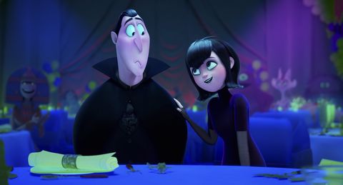 mavis and dracula chat in hotel transylvania transformania, a good housekeeping pick for best kids movies 2022