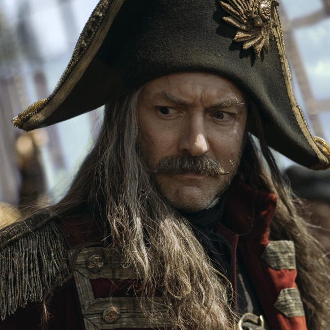 Captain Hook looks contemplative in a scene from Peter Pan and Wendy, a Good Housekeeping pick for best kids movie 2023 captain hook looks contemplative in a scene from peter pan and wendy, a good housekeeping pick for best kids movie 2023