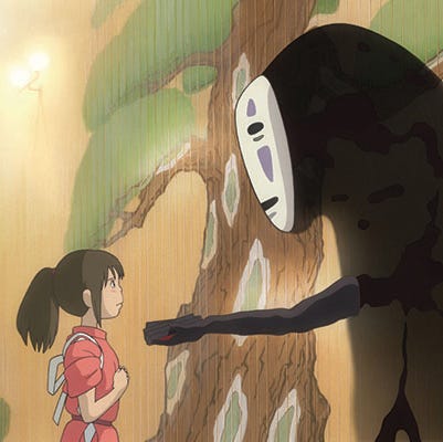 a spirit known as no face beckons to a girl named chihiro in 'spirited away,' a good housekeeping pick for best movies for kids