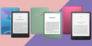 collection of kindle devices displaying text content