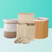 laundry baskets on blue background laundry baskets on blue background