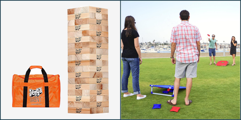 giant jenga and corn hole lawn games