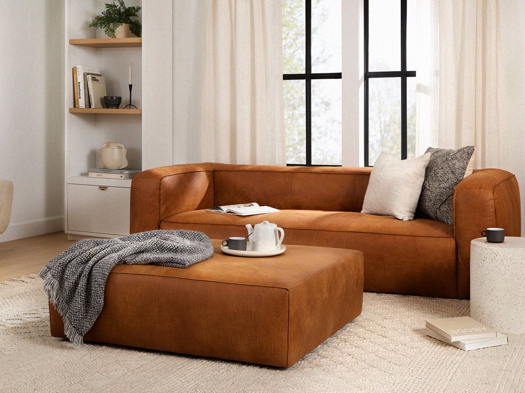 Pillow Top Leather Sofa Baci Living Room