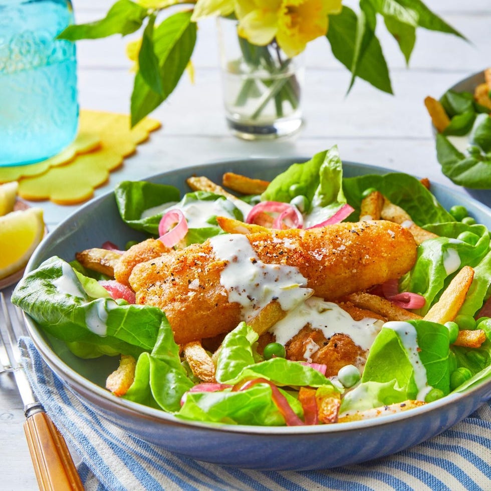 best lent recipes fish and chips salad fish and chips salad