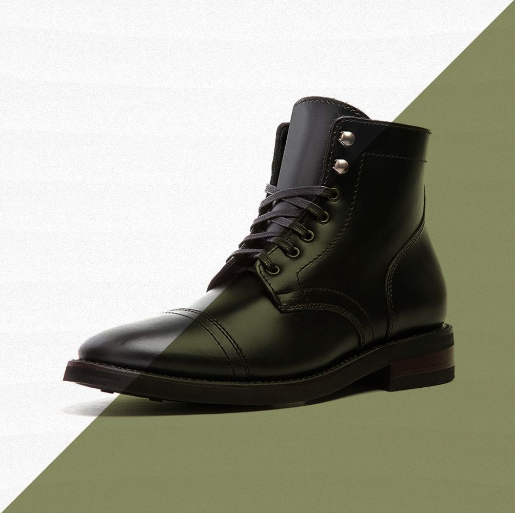 Men's Solid Pu Leather Boots, Lace Up Vintage Round Toe Ankle