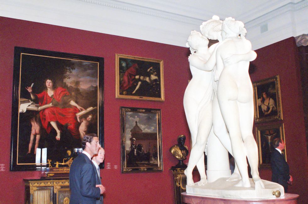 original caption washington prince charles and gervase jackson stops view the statue of "the three graces" by canova at the national gallery of art 1110 the statue is part of the exhibit entitled "the treasure houses of britain" five hundred years of private patronage and art collecting" of which jackson stops is curator