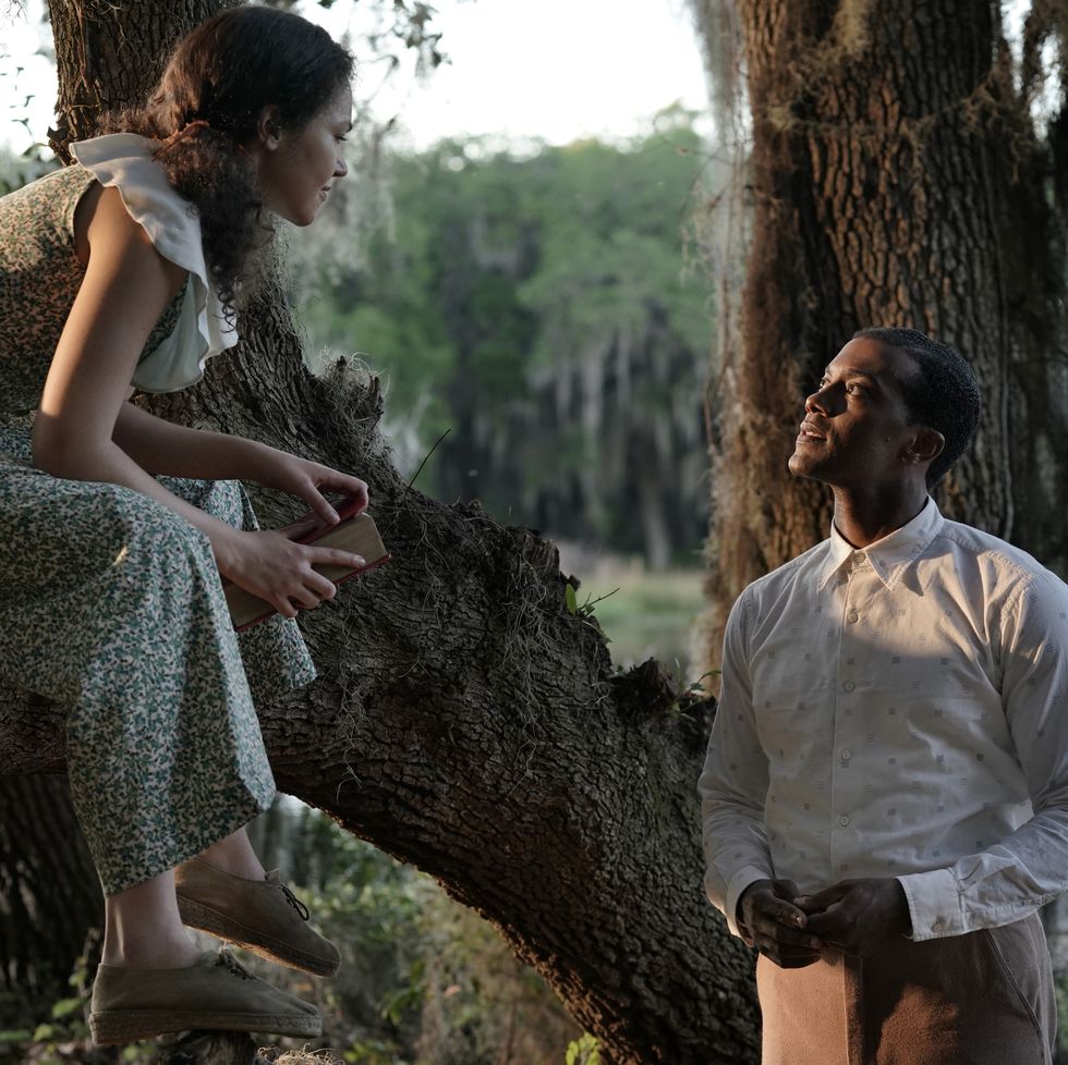 solea pfeiffer as leanne and joshua boone as bayou in a scene from 'a jazzman's blues," a good housekeeping pick for best movies 2022