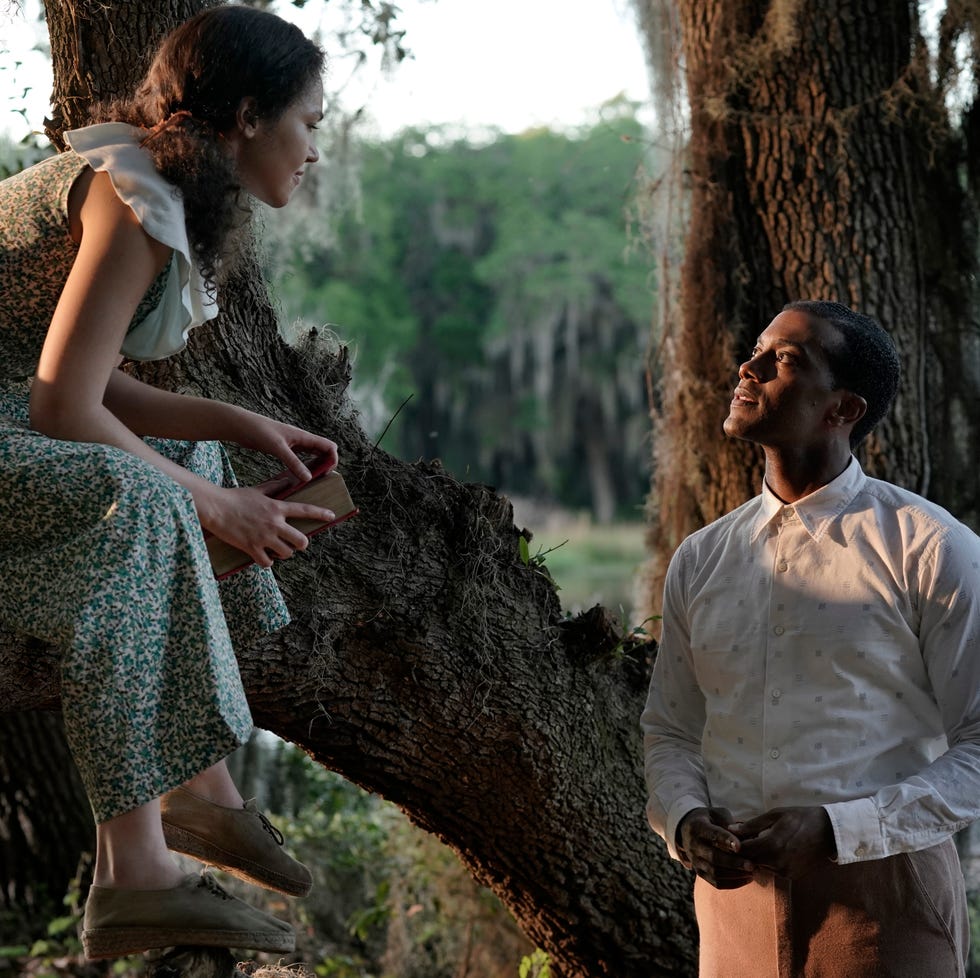 solea pfeiffer as leanne and joshua boone as bayou in a scene from 'a jazzman's blues," a good housekeeping pick for best movies 2022