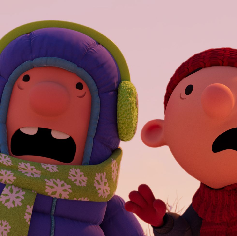 l r rowley voiced by spencer howell and greg voiced by wesley kimmel in disneys diary of a wimpy kid christmas cabin fever, exclusively on disney 2023 20th century studios all rights reserved