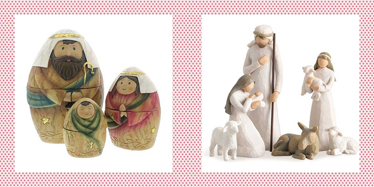 christmas nativity nesting dolls set and sculpted hand painted nativity figures