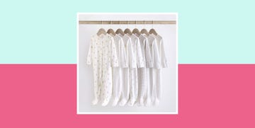 display of baby sleepwear on hangers
