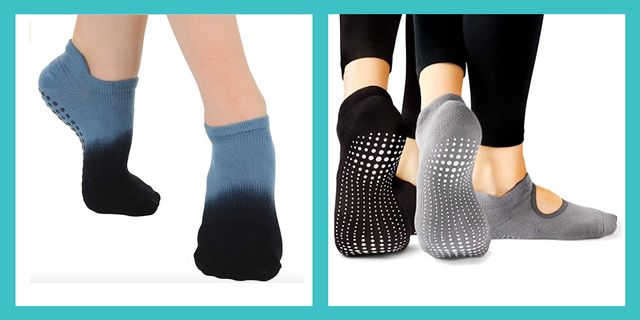 2 Pairs Womens No Show Non Slip Grip Pilates Yoga Socks with