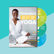 best of yoga dvd on blue background