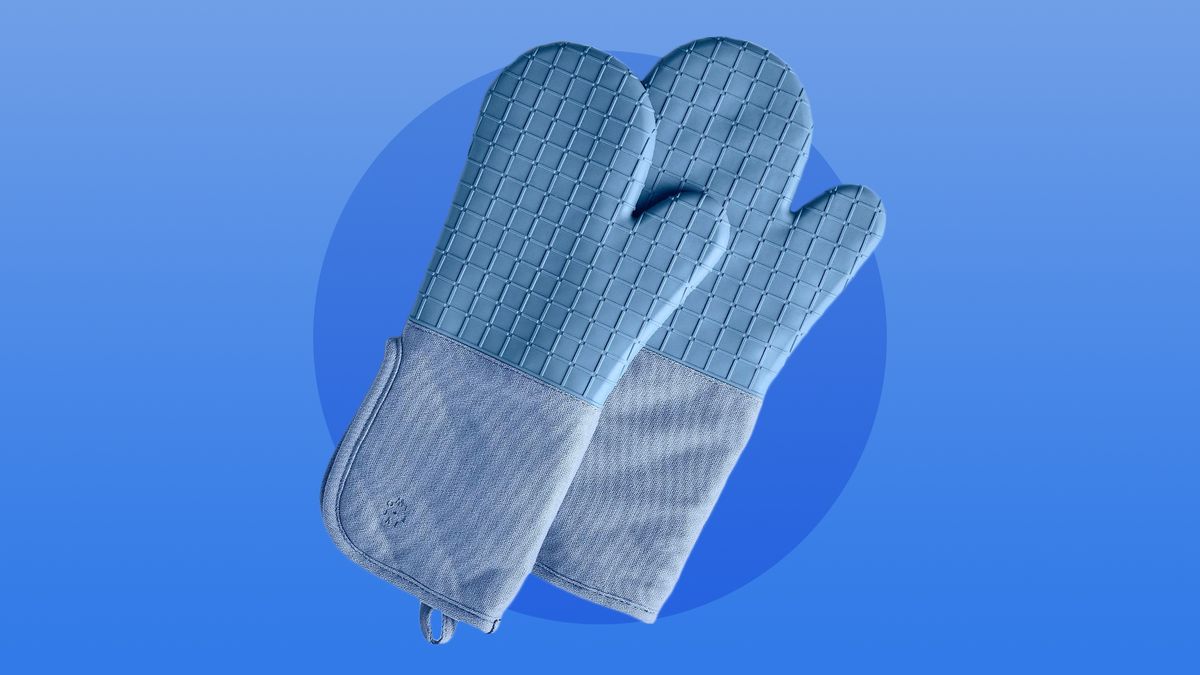 1 Pair Heat Resistant Cotton Oven Gloves Mitten With Fingers Kitchen Pot  Holders
