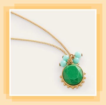 green and gold pendant necklace
