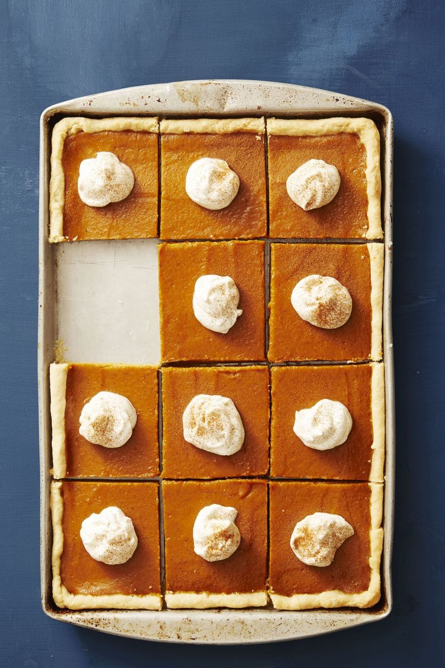 pumpkin pie on a sheet pan