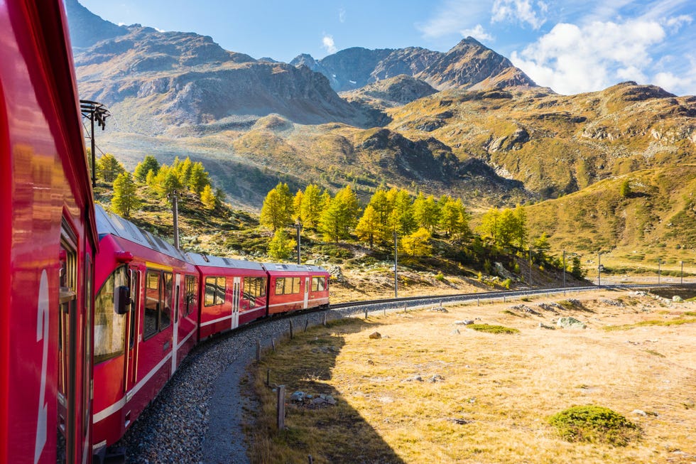 bernina express railway, graubünden, switzerland