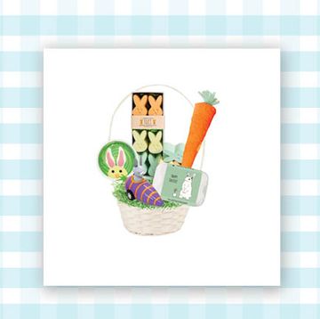 two premade easter baskets on a layout
